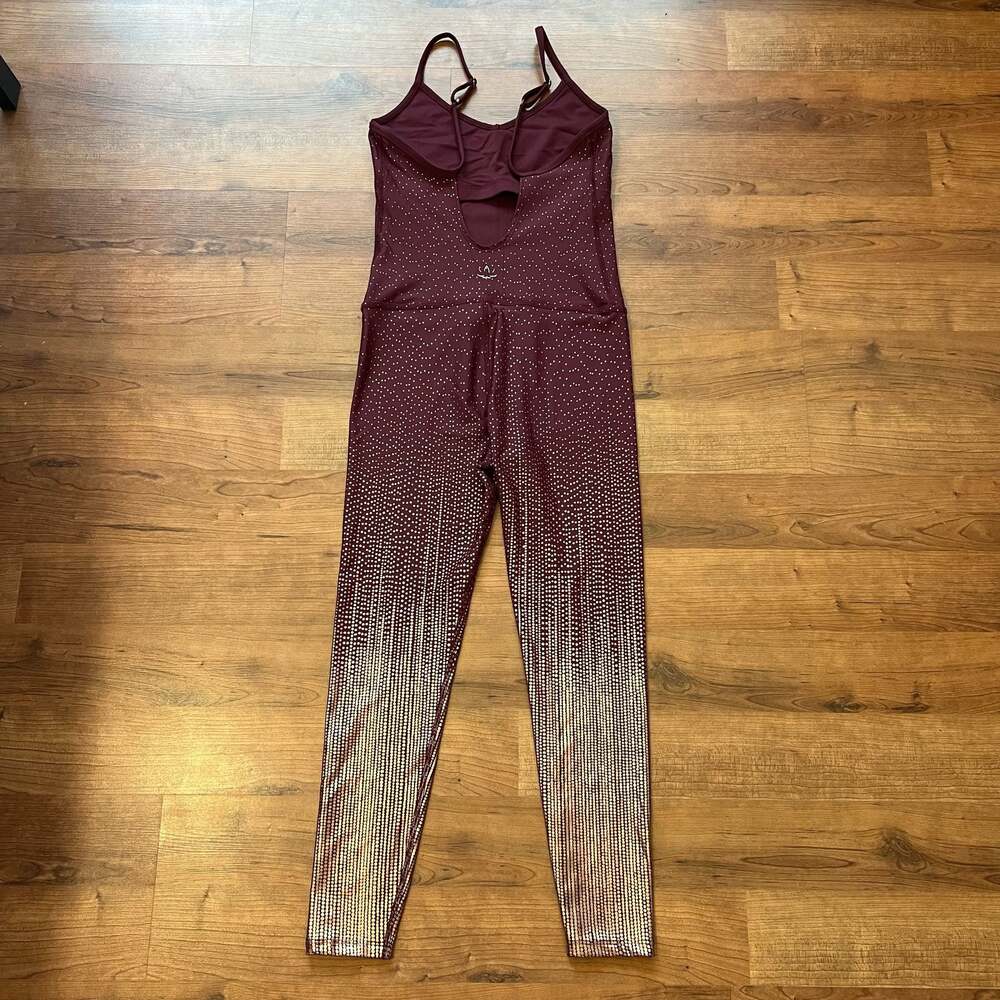 Beyond Yoga Drip Dot Jumpsuit in Burgundy Bronze Size M